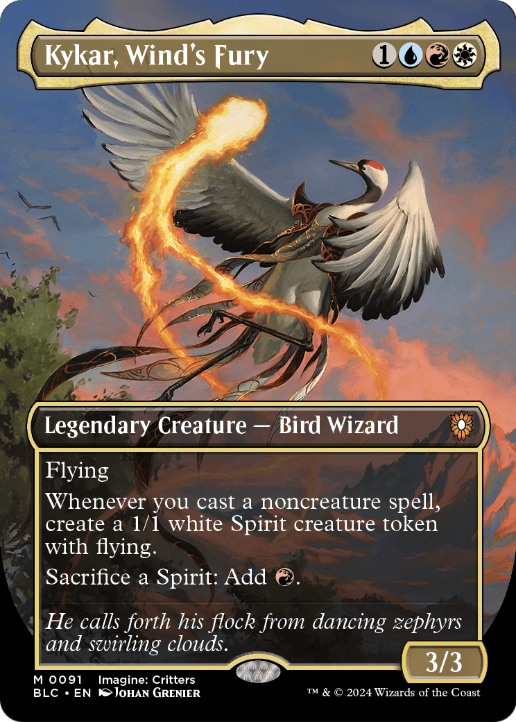 Kykar, Wind's Fury (Borderless) (BLC-091) - Bloomburrow Commander