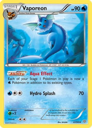 Vaporeon 022 XY Ancient Origins - Uncommon