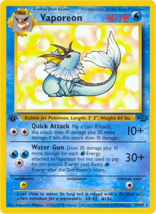 Vaporeon (28) (28) 028 - 1st Edition Jungle - Rare