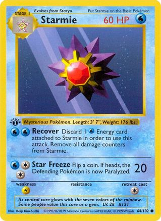 Starmie 064 - 1st Edition Base Set Shadowless - Common