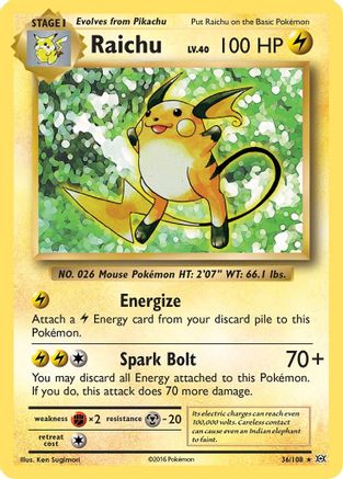 Raichu 036 - Reverse Holofoil XY Evolutions - Holo Rare