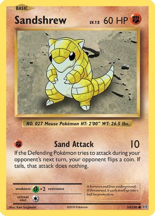 Sandshrew 054 - Reverse Holofoil XY Evolutions - Common