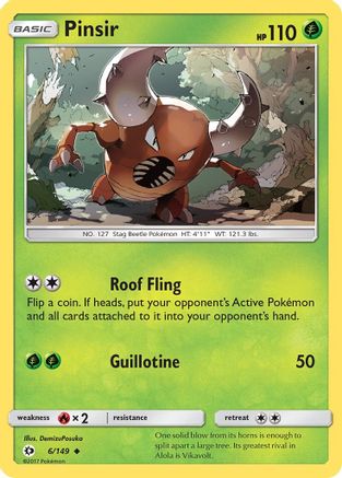 Pinsir 006 - Reverse Holofoil SM Base Set - Uncommon