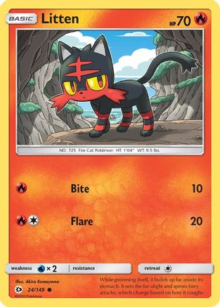 Litten 024 - Reverse Holofoil SM Base Set - Common