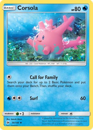 Corsola 036 SM Base Set - Uncommon