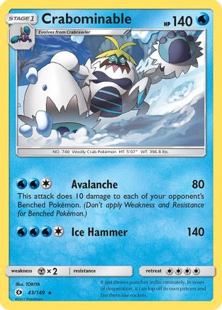 Crabominable 043 - Reverse Holofoil SM Base Set - Rare