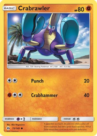 Crabrawler 072 - Reverse Holofoil SM Base Set - Common