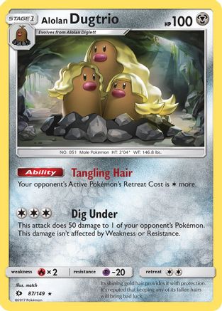 Alolan Dugtrio 087 - Holofoil SM Base Set - Holo Rare