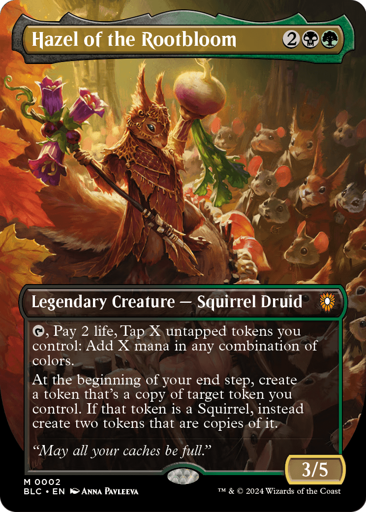 Hazel of the Rootbloom (Borderless) (BLC-002) - Bloomburrow Commander Foil