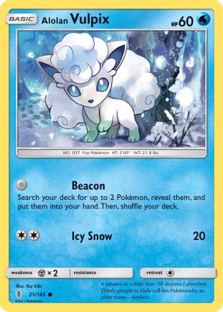 Alolan Vulpix 021 - Reverse Holofoil SM Guardians Rising - Common