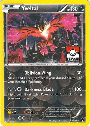 Yveltal (Pokemon League) 065/114 - Reverse Holofoil League & Championship Cards - Promo