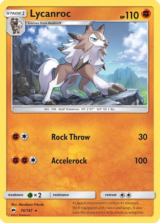 Lycanroc (76) (76) 076/147 - Reverse Holofoil SM Burning Shadows - Rare