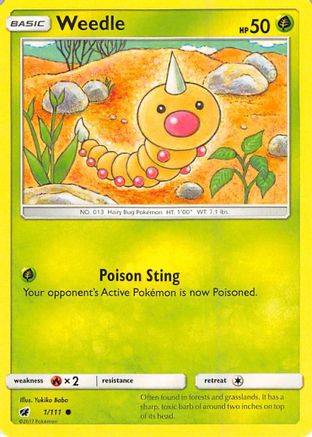Weedle 001 - Reverse Holofoil SM Crimson Invasion - Common
