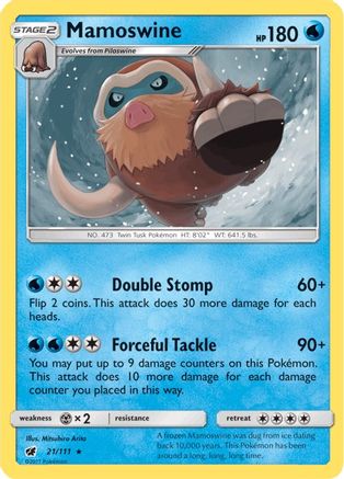 Mamoswine 021/111 - Reverse Holofoil SM Crimson Invasion - Rare