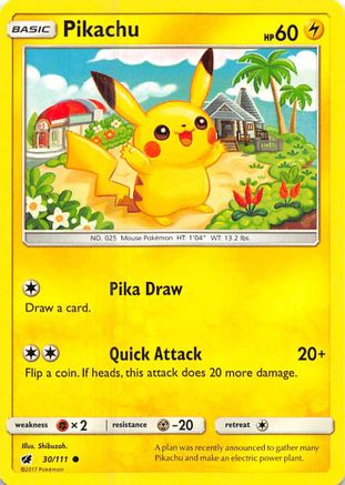 Pikachu 030 - Reverse Holofoil SM Crimson Invasion - Common