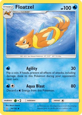 Floatzel 036/156 - Reverse Holofoil SM Ultra Prism - Uncommon