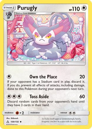 Purugly 109 - Reverse Holofoil SM Ultra Prism - Uncommon