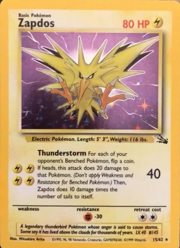 Zapdos (15) (15) 015 - Unlimited Holofoil Fossil - Holo Rare