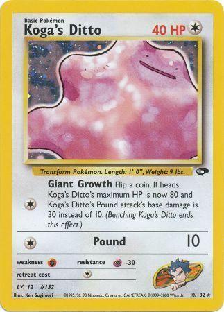 Koga's Ditto 010 - Unlimited Holofoil Gym Challenge - Holo Rare