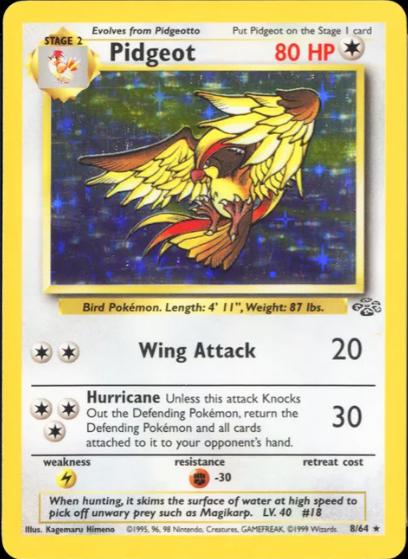 Pidgeot (8) (8) 008 - Unlimited Holofoil Jungle - Holo Rare