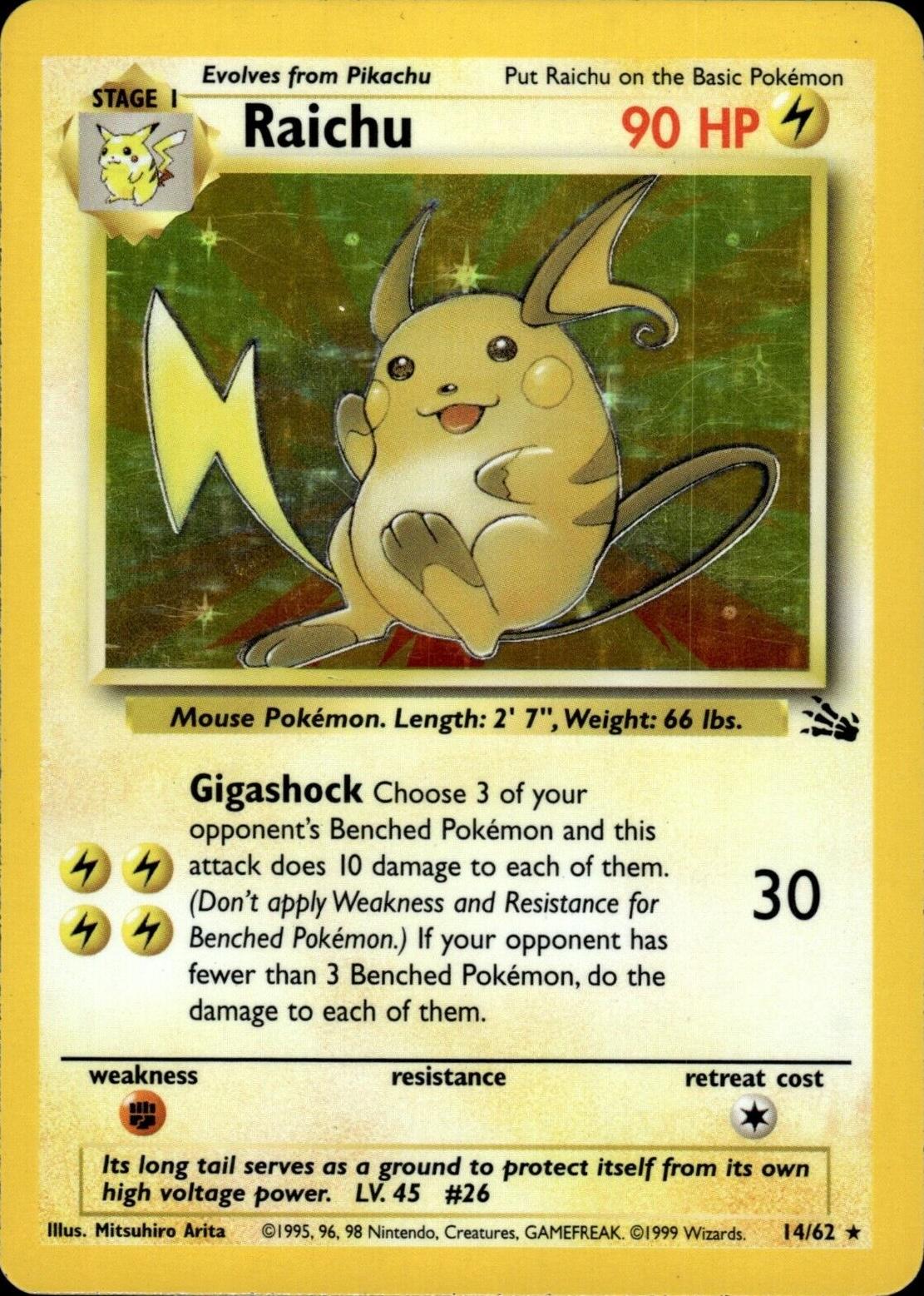 Raichu (14) (14) 014 - Unlimited Holofoil Fossil - Holo Rare