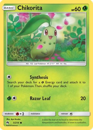 Chikorita (5) (5) 005 - Reverse Holofoil SM Lost Thunder - Common