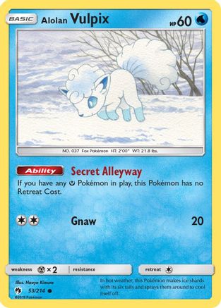 Alolan Vulpix 053 - Reverse Holofoil SM Lost Thunder - Common