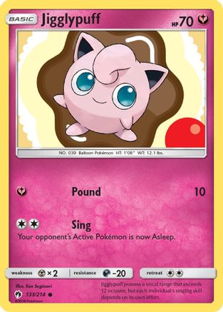 Jigglypuff 133 - Reverse Holofoil SM Lost Thunder - Common