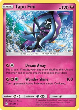 Tapu Fini 151/214 - Reverse Holofoil SM Lost Thunder - Holo Rare