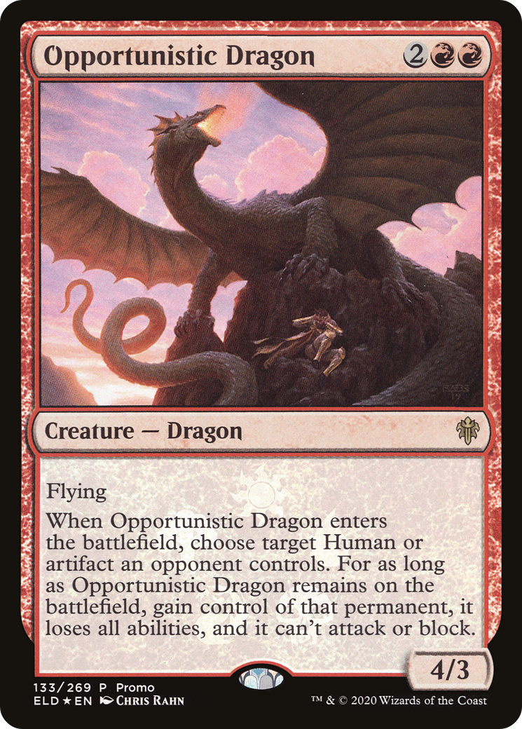 Opportunistic Dragon (MEDIA-133) - Throne of Eldraine Promos Foil