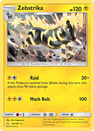 Zebstrika - Reverse Holofoil SM Team Up - Rare