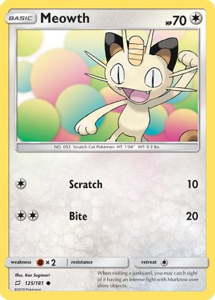 Meowth 125 - Reverse Holofoil SM Team Up - Common