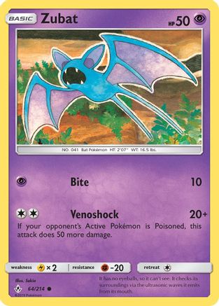 Zubat 064 - Reverse Holofoil SM Unbroken Bonds - Common