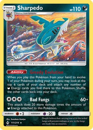 Sharpedo 111 SM Unbroken Bonds - Rare