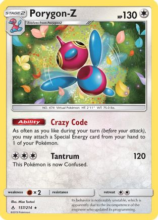 Porygon-Z 157/214 - Holofoil SM Unbroken Bonds - Holo Rare