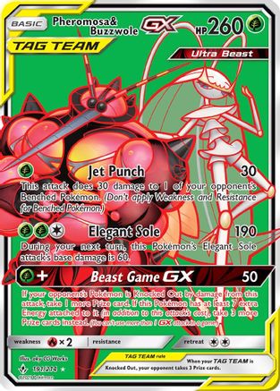 Pheromosa & Buzzwole GX (191) (Full Art) - Holofoil SM Unbroken Bonds - Ultra Rare