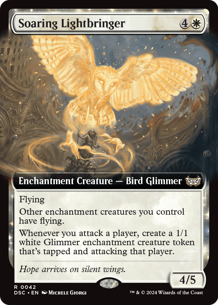 Soaring Lightbringer (Extended Art) (DSC-042) - Duskmourn: House of Horror Commander: (Extended Art, enchantment)