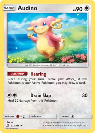 Audino 177 - Reverse Holofoil SM Unified Minds - Uncommon