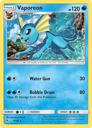 Vaporeon 018 - Reverse Holofoil Hidden Fates - Holo Rare