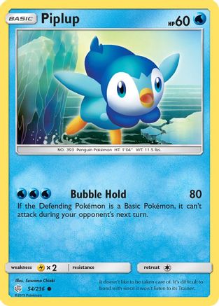 Piplup 054 - Reverse Holofoil SM Cosmic Eclipse - Common