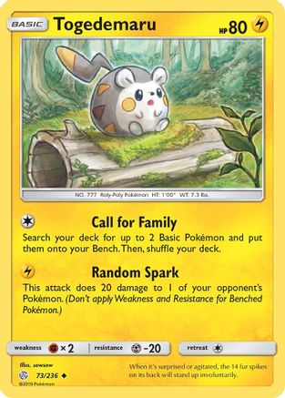 Togedemaru 073/236 - Reverse Holofoil SM Cosmic Eclipse - Uncommon