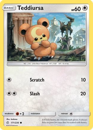Teddiursa 171 - Reverse Holofoil SM Cosmic Eclipse - Common