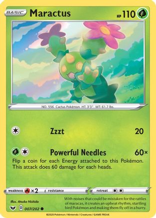 Maractus 007 - Reverse Holofoil SWSH01 Sword & Shield Base Set - Common
