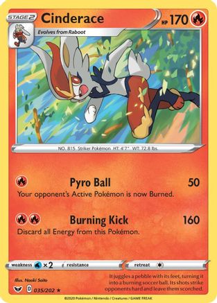 Cinderace (035) (035) 035 - Holofoil SWSH01 Sword & Shield Base Set - Holo Rare
