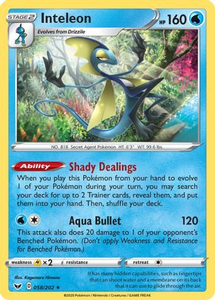 Inteleon (058) (058) 058 - Holofoil SWSH01 Sword & Shield Base Set - Holo Rare