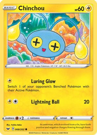 Chinchou (068) (068) 068 - Reverse Holofoil SWSH01 Sword & Shield Base Set - Common