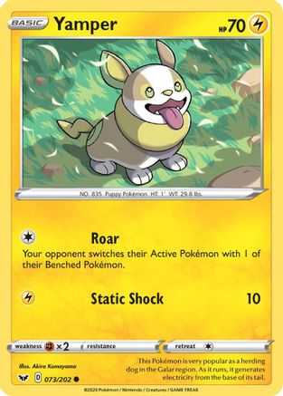 Yamper (073) (073) 073 - Reverse Holofoil SWSH01 Sword & Shield Base Set - Common