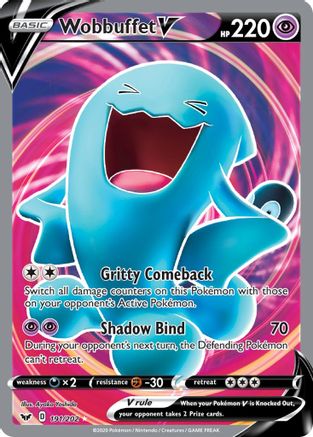 Wobbuffet V (Full Art) 191 - Holofoil SWSH01 Sword & Shield Base Set - Ultra Rare