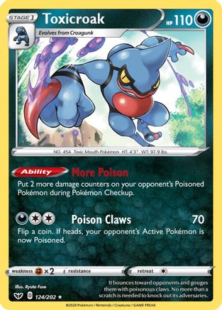 Toxicroak 124 - Holofoil SWSH01 Sword & Shield Base Set - Holo Rare