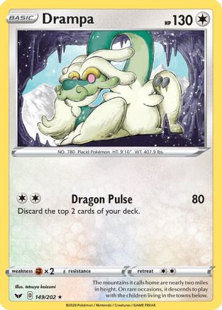 Drampa 149 - Reverse Holofoil SWSH01 Sword & Shield Base Set - Rare